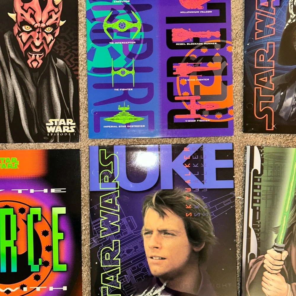 Star Wars Vintage 1996 Mead Unpunched Folders  Pictures -Lot Of 7